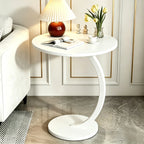 Marble Pattern Wrought Iron Side Table Modern Minimalist Sofa End Table for Living Room Bedroom Small Space