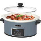 Large Digital Slow Cooker 6QT & 8QT with Stoneware Pot, Programmable Keep Warm Function, One-Touch Digital Display, 240W — Family Dinners, Roasts & Stews, Red White Black Blue