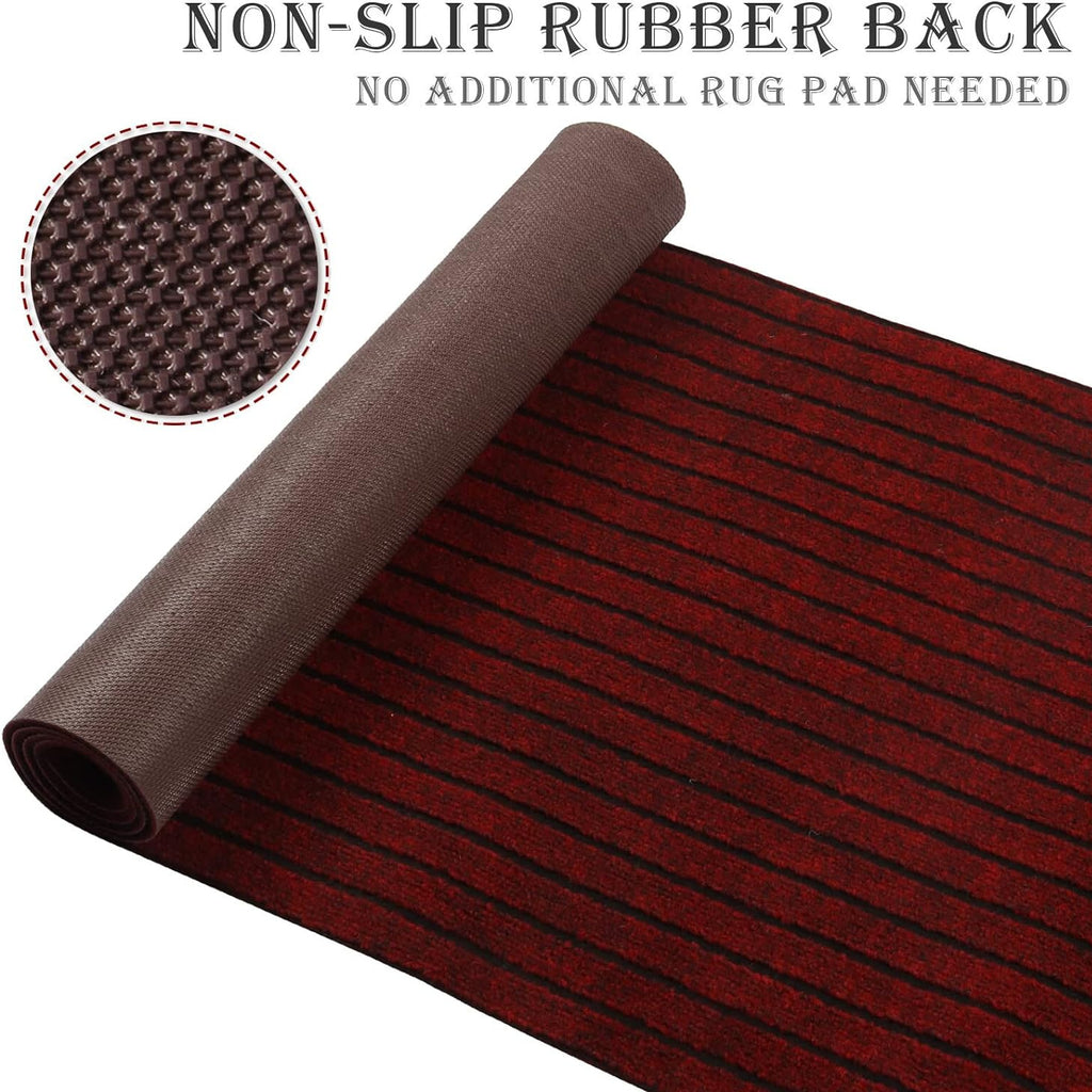Runner Rug for Hallway Entryway Kitchen – Indoor Outdoor Non-Slip Rubber Backing, 200+ Custom Sizes, 8 Colors, Stain Resistant Low Pile Carpet Runner