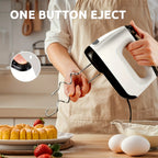 Electric Hand Mixer 6-Speed & Turbo – 5 Stainless Steel Accessories, Snap-On Storage Case | For Cookies, Cakes, Dough & Batters | White & Silver