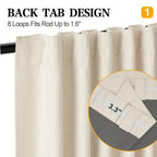 100% Blackout Curtains Back Tab & Rod Pocket for Bedroom Living Room - Thermal Insulated Darkening Drapes 2 & 4 Panel Sets for Windows Office Kitchen, Modern Home Decor