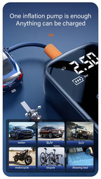 Portable Tire Inflator Cordless Air Compressor – 100W Digital Display, 4000mAh USB-C Fast Charge, 5 Modes, Multi-Nozzle, for Car Motorcycle Bicycle Tires & Sports Balls, 6 Colors