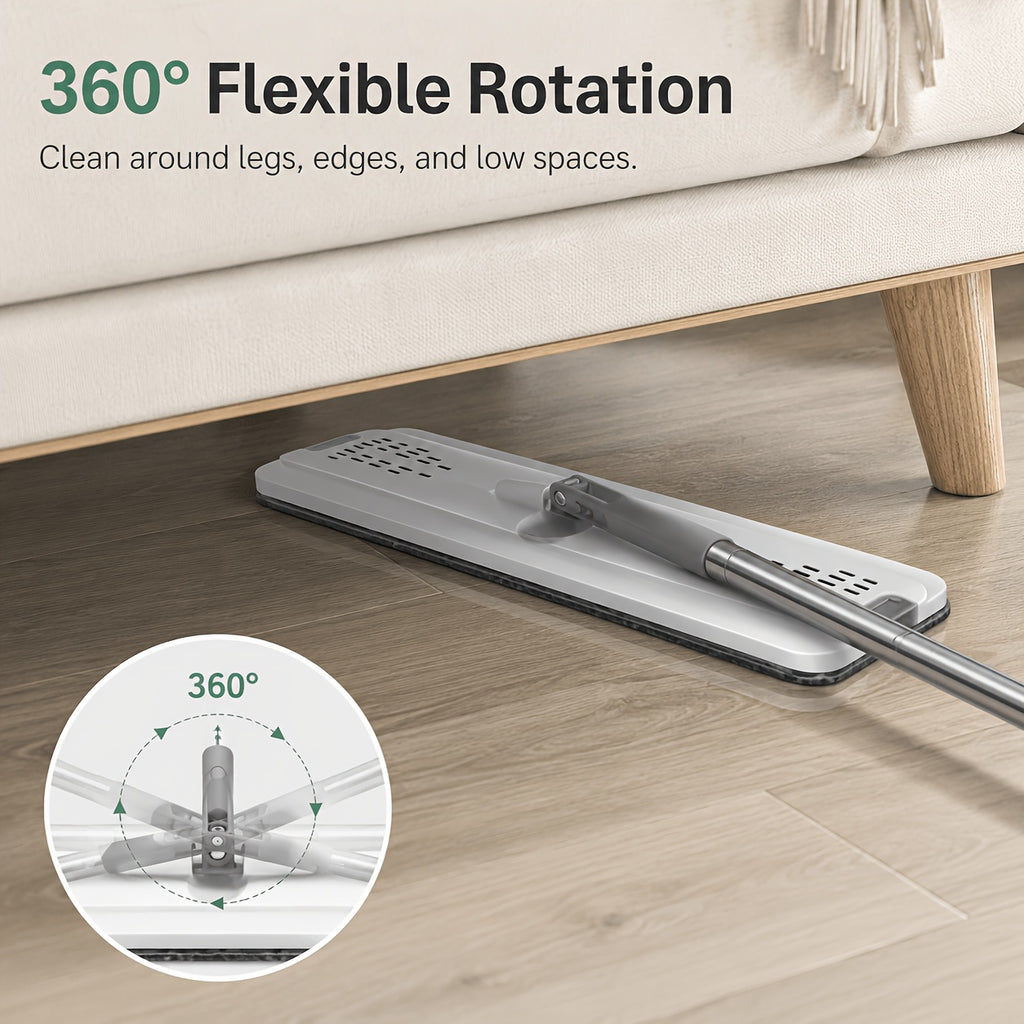 Flat Mop and Bucket Set Self-Cleaning – 6 Washable Microfiber Pads, Hands-Free Wringing Wet Dry Floor Mop for Hardwood, Tile & Laminate