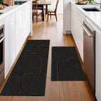 Kitchen Runner Rug Set 2 Piece – Diatomaceous Earth Non-Slip Water-Absorbent Mat, Machine Washable Strip Pattern, for Kitchen, Bathroom, Laundry Room & Dining Room