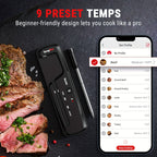 Wireless Meat Thermometer 500ft Bluetooth, Digital Food Thermometer with Dual Sensors & App Alerts for Oven, Grill, BBQ, Smoker & Air Fryer, 36Hr Battery, Dishwasher-Safe Probe, Perfect BBQ Gift