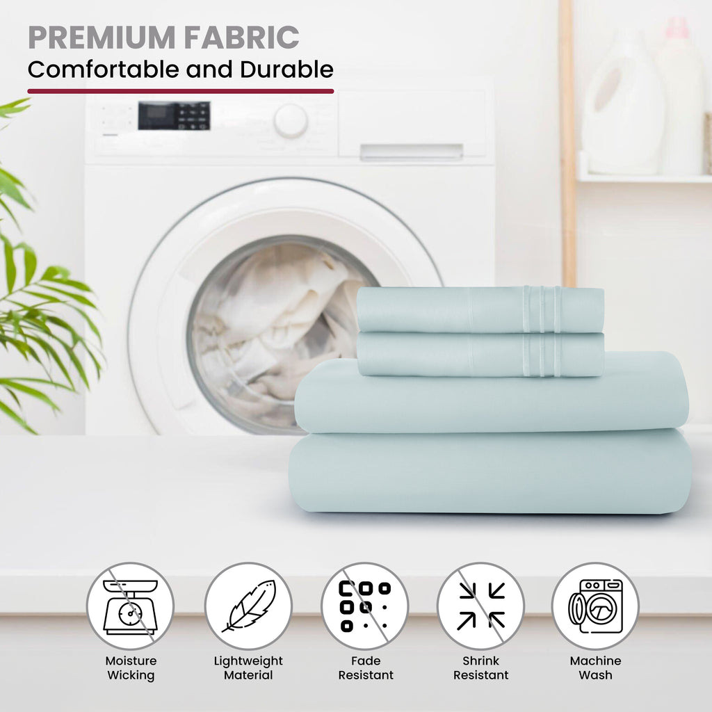 Brushed Microfiber Bed Sheet Set 6 Piece with Embroidered Pillowcases - Hotel Luxury Deep Pocket 16 Inch, Soft Breathable All Season, 24 Colors, Twin Twin XL Full Queen King Cal King