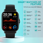 Large Screen Smartwatch with HD Voice Call, Multiple Sports Modes, Sleep Detection & Customizable Watch Faces – Compatible with Android & iPhone, Silicone Band