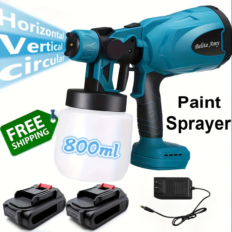 HVLP Electric Airless Paint Sprayer Gun with 3 Spray Patterns 27oz Container for House Walls Fence Furniture Cabinets Doors Car DIY Projects – Easy Clean Cordless Electric Spray