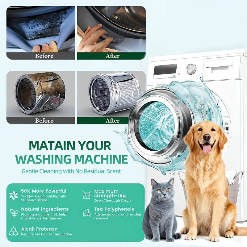Washing Machine Cleaning Tablets – Deep Clean & Odor Eliminator for HE, Top Load & Front Load Washers – Removes Pet Odors, Hair & Lint Buildup with Lemon Fresh Sodium Bicarbonate Formula