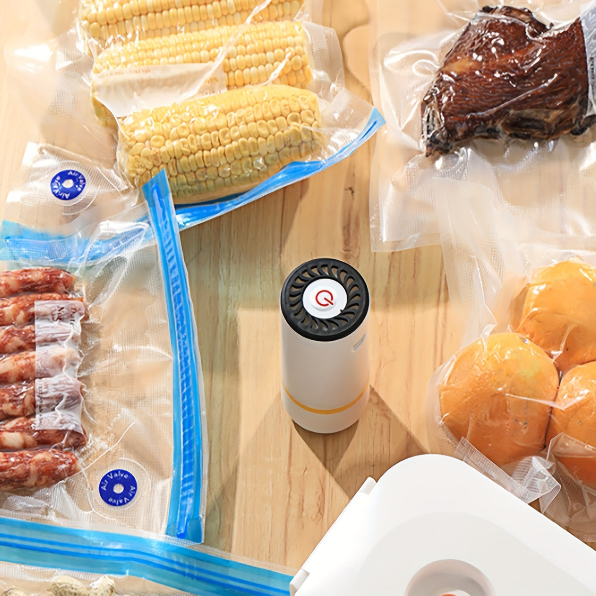 Portable USB Rechargeable Vacuum Sealer Kit with 9 Reusable Bags | Mini Electric Vacuum Pump for Food Storage, Meal Prep & Sous Vide | 3 Bag Sizes Included