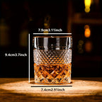 Italian Embossed Whiskey Glass Single – XO Craft Cocktail Tumbler, Roostertail Bar Glass, Ins Aesthetic Water Glass for Home Bar Beer Wine
