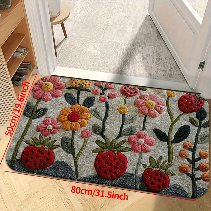 Floral Floor Mat Anti-Slip Indoor Outdoor Rug – Soft Non-Slip Entrance Mat for Living Room, Kitchen, Bedroom & Hallway | 3 Sizes