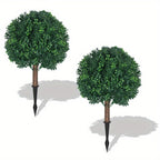 Artificial Topiary Boxwood Balls Set of 2 – 21 Inch UV-Resistant Faux Boxwood Shrubs for Indoor Outdoor Garden Yard Porch Courtyard Entryway Home Decor Living Room Bedroom Accent Plants