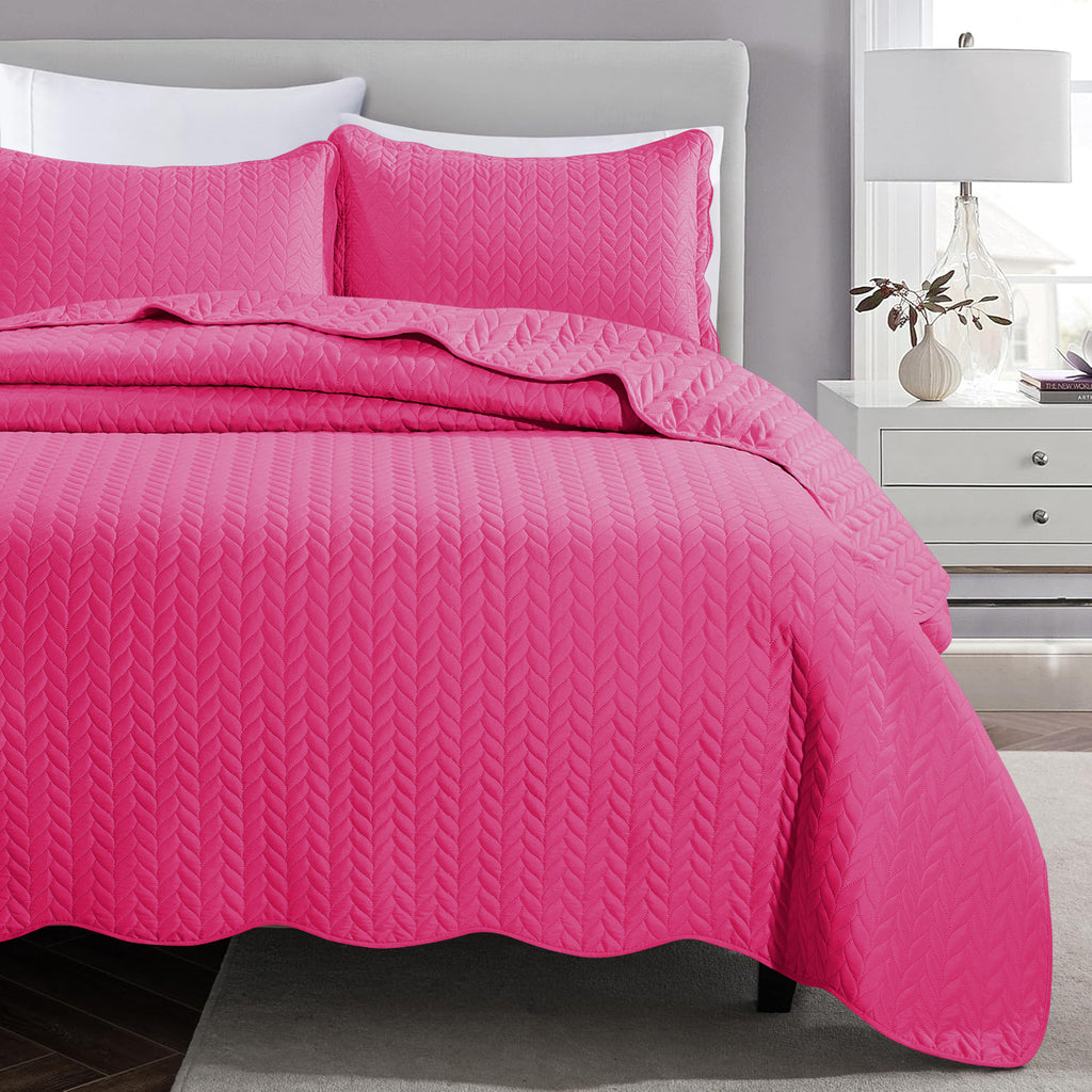 Microfiber Quilt Bedspread Set All Season Lightweight – Soft Breathable Quilted Coverlet Twin Full Queen King 16 Colors Machine Washable