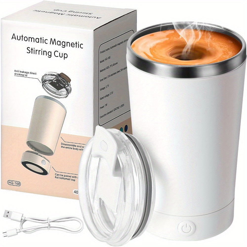 Electric Self Stirring Coffee Mug - Portable Magnetic Rotating Mixing Cup for Coffee, Chocolate, Milk, Protein Powder & Cocoa, Perfect for Office, School, Gym & Home