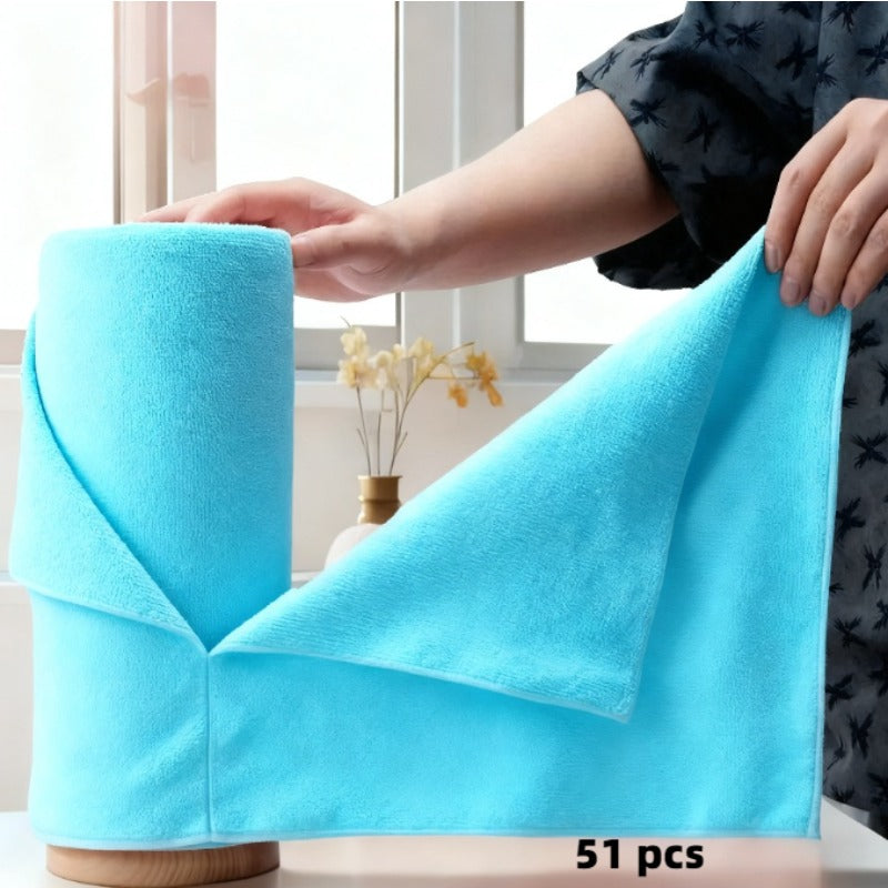 Reusable Microfiber Cleaning Towels 51pcs – Tearable Kitchen Roll Wipes, Absorbent Dish Cloth & Paper Towel Replacement, Multi-Surface Household Cleaning Rags, Eco-Friendly Kitchen Supplies