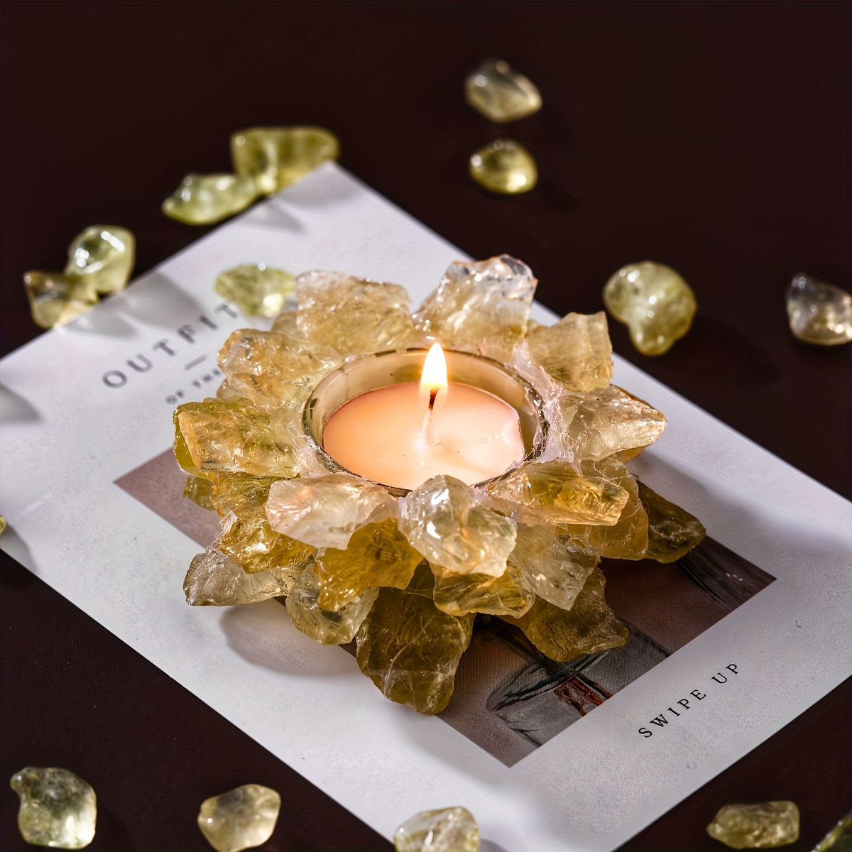 Natural Crystal Candlestick Holder Handmade Rose Quartz Citrine Amethyst – Unique Home Decor Candle Holder Gift for Teacher Appreciation Festival Holiday