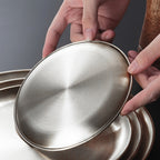 304 Stainless Steel Dinner Plates Set of 10 BPA-Free Dishwasher Safe Non-Toxic Round Metal Plates for Home Outdoor Camping Holiday Use