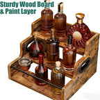 3-Step Solid Wood Liquor Bottle Display Shelf Countertop Wine Rack Bar Organizer for Whiskey Spirits Coffee Syrup Spice Bottles Home Bar Kitchen