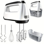 Electric Hand Mixer 6-Speed & Turbo – 5 Stainless Steel Accessories, Snap-On Storage Case | For Cookies, Cakes, Dough & Batters | White & Silver