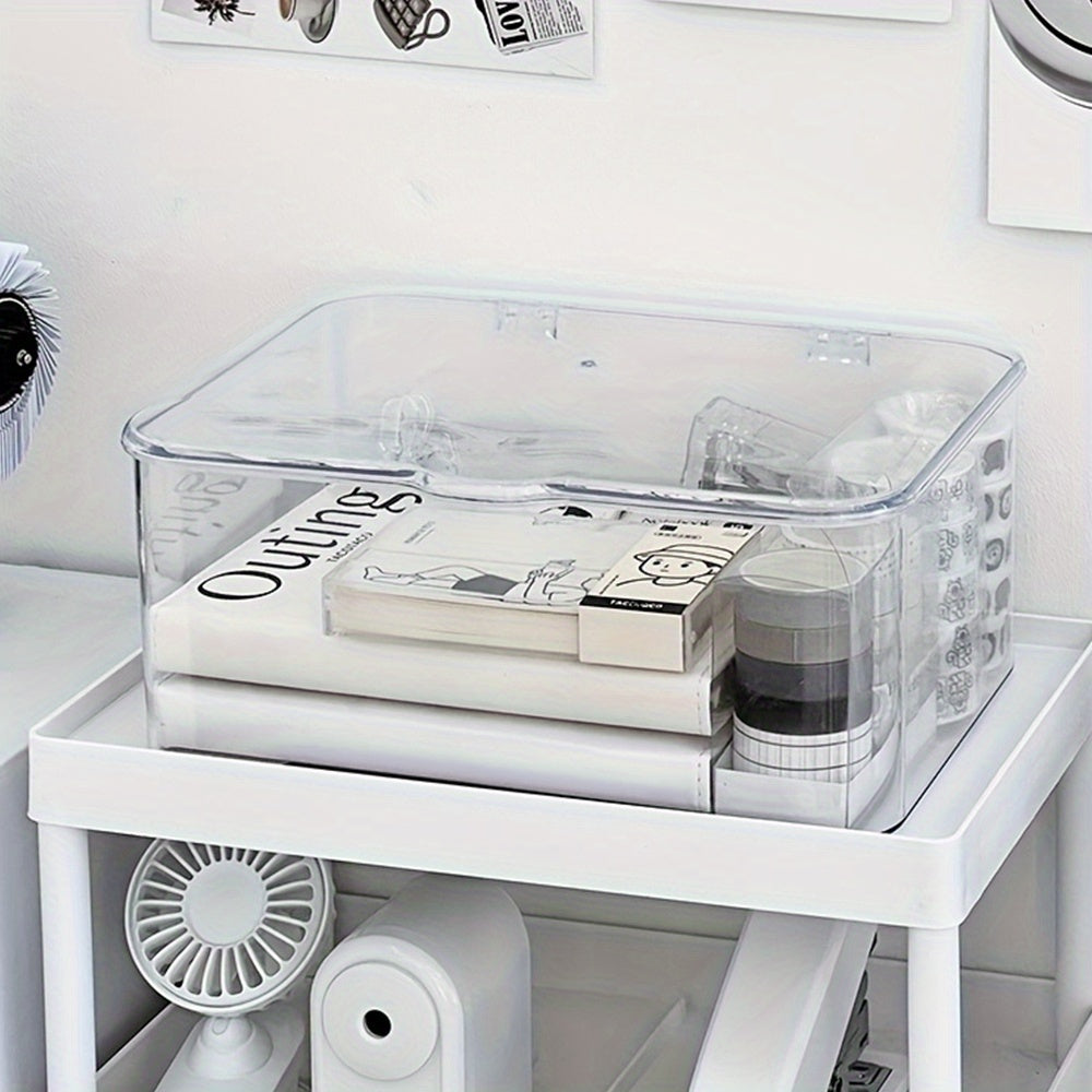 Acrylic Clear Desktop Storage Box with Lid – Smartphone Case Holder & Desk Drawer Organizer for Home Office Accessories, Storage Bins for Home Organization