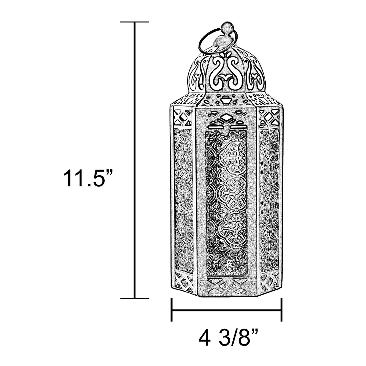 Moroccan Candle Lantern Holder Medium 10.5 Inch – Handcrafted Glass Iron Metal Lantern with Embossed Floral Panels, 17 Colors, Indoor Outdoor Use for Ramadan, Wedding, Patio, Diwali & Home Decor