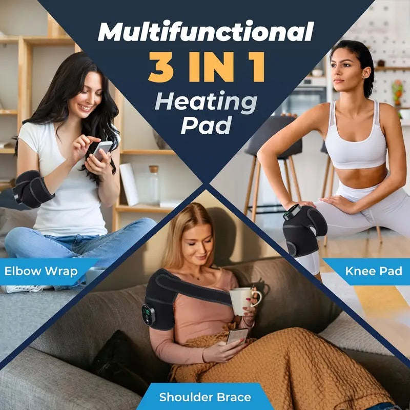 Heated Shoulder Wrap Massager with 3 Adjustable Heat Levels – Wearable Shoulder Heating Pad & Brace Support for Shoulder, Leg & Arm Warmth, Winter Comfort Gift for Parents