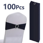 Chair Sashes 100-Pack – Milk Fiber & Spandex Stretch Sash Bands with Buckle, Snap-Back Elasticity, Wedding Party Banquet Decor, 8 Colors