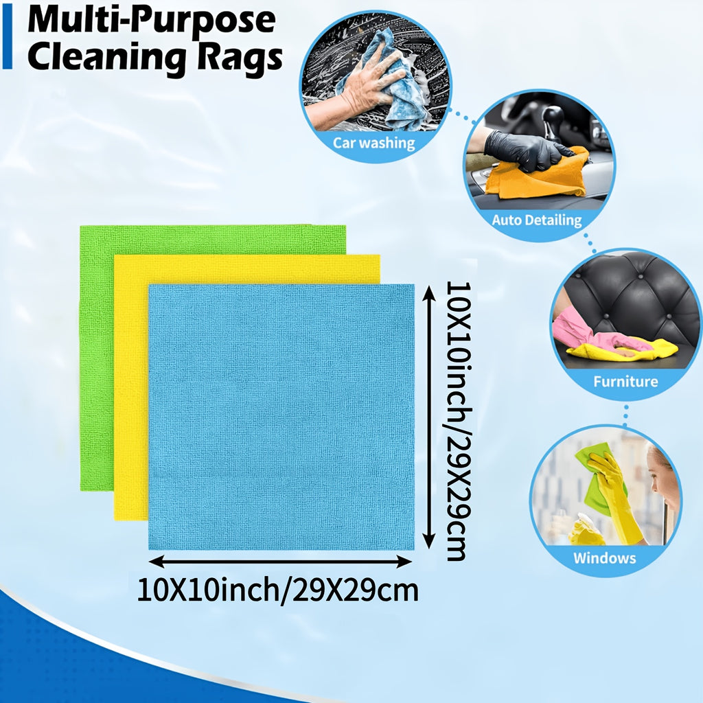 Microfiber Cleaning Cloths 100 Pack Bulk Set - Super Absorbent Fast-Drying Streak-Free Reusable Cleaning Towels for Kitchen Bathroom Car & Furniture Multicolor Assorted