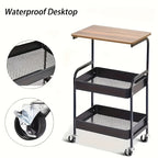 3-Tier Rolling Storage Cart with Wheels – Detachable Shelves, Portable Multi-Tier Rack for Kitchen, Bedroom, Bathroom & Snack Storage | Household Utility Cart