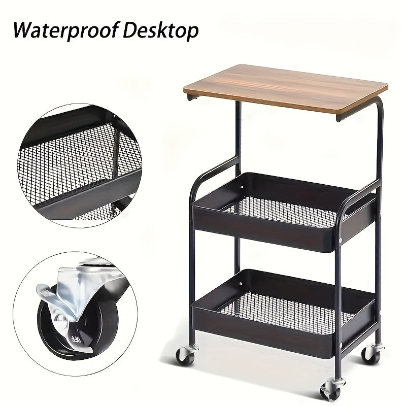 3-Tier Rolling Storage Cart with Wheels – Detachable Shelves, Portable Multi-Tier Rack for Kitchen, Bedroom, Bathroom & Snack Storage | Household Utility Cart