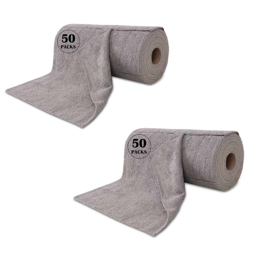 Microfiber Cleaning Cloths 100 Pack, Washable Reusable Tear-Away Towel Roll, 12x12 Absorbent Rags for Kitchen Bathroom Car House Dishcloths