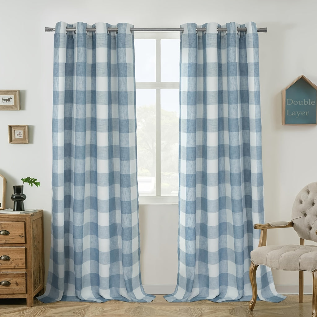 Buffalo Plaid Blackout Curtains Farmhouse Thermal Insulated Drapes | Room Darkening Window Panels for Bedroom Dining Room, 9 Colors 14 Sizes, Single or 2-Panel Set