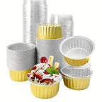 Aluminum Foil Baking Cups with Lids – Assorted Color Cupcake & Muffin Tins for Parties, Weddings & Events | 50-Pack with Lids or 30-Set with Spoons