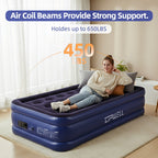 18-Inch Inflatable Air Mattress with Built-In Pump – Twin & Queen Size | Plush Velvet Top, Non-Slip Bottom | Portable Camping & Indoor Guest Bed | Durable PVC