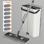 Flat Mop and Bucket Set 360 Degree Rotating Hands-Free Wringing Dual Compartment Clean Dirty Separation Ultra-Fine Fiber Floor Mop for Kitchen Bathroom Hardwood Tile