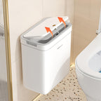 Wall-Mounted Odor-Sealing Trash Can with Lid – Space-Saving Rectangular Plastic Waste Bin, No Power Needed, Minimalist Design for Bathroom, Bedroom, Office & Dorm, Easy to Clean