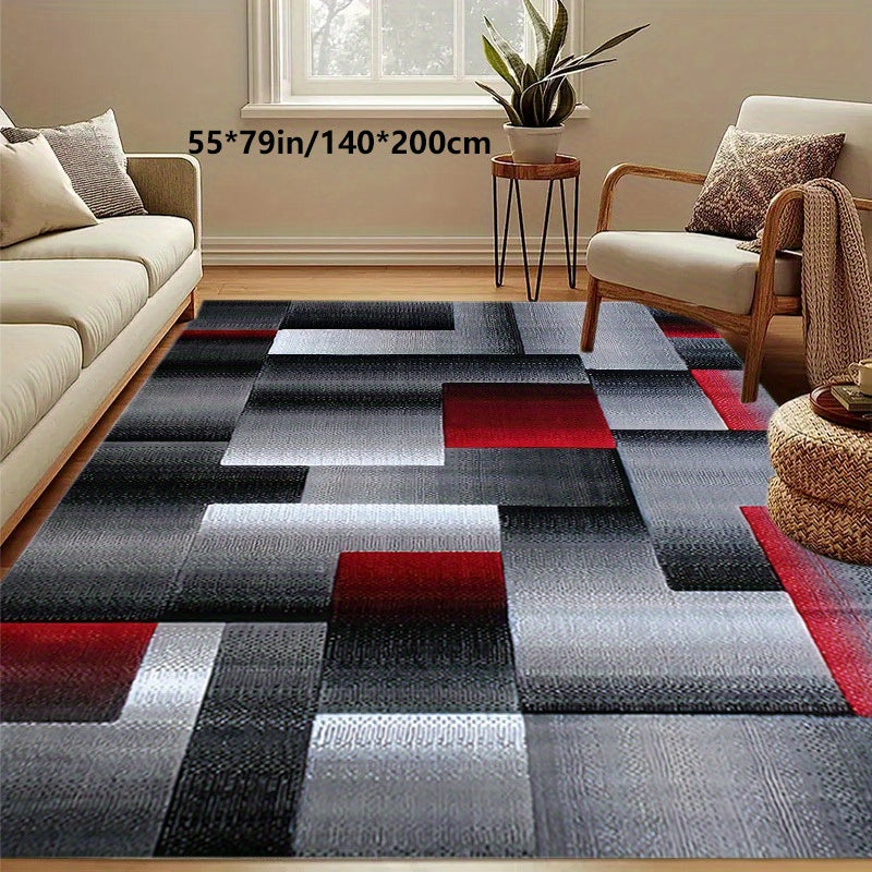 Golden Diamond 900g/m² Velvet Area Rug – Nordic Geometric Pattern, Anti-Slip, Washable | Sofa Side, Bedside & Entryway | 3 Sizes | Nuvia Haven