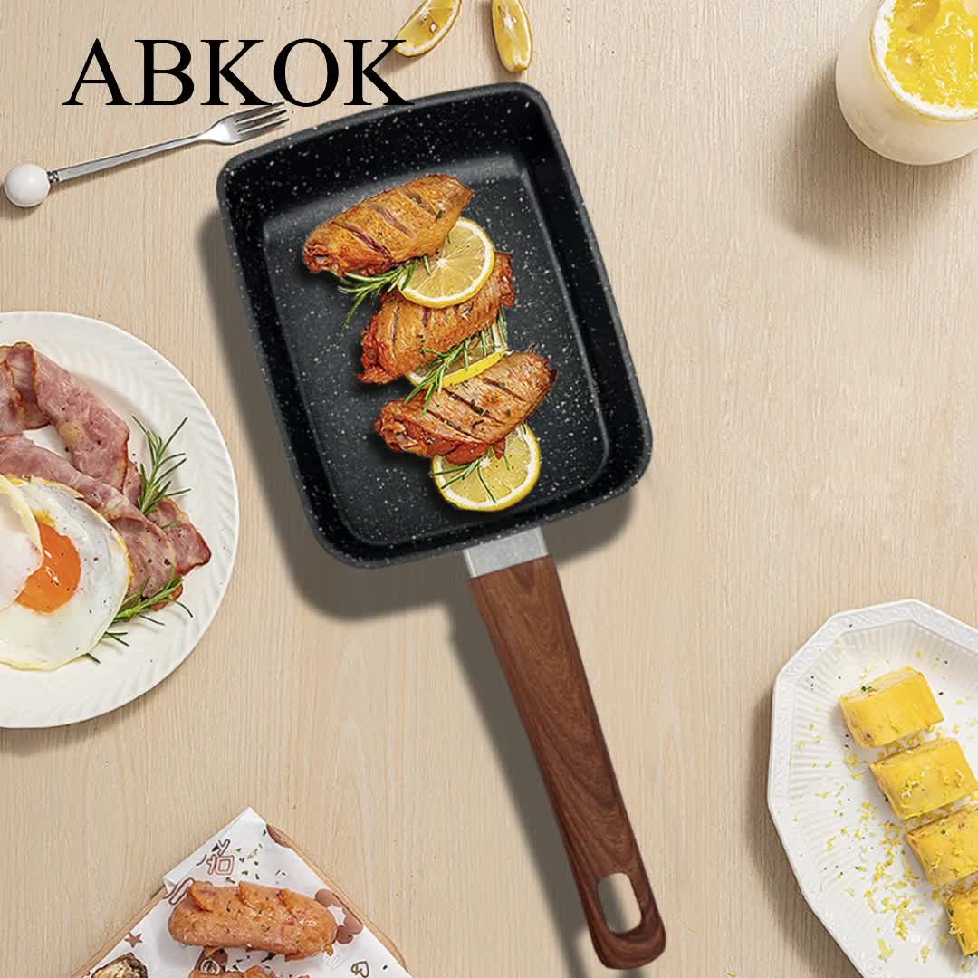 Japanese Tamagoyaki Pan – Non-Stick Rectangular Egg Roll & Omelette Frying Pan | Induction & Halogen Compatible | Dishwasher Safe | Wooden or Plastic Handle