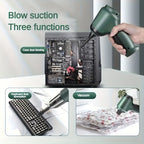 3-in-1 Wireless Handheld Vacuum Cleaner – High-Power Cordless Suction, Air Extraction & Blowing, 5KPa, Pet Hair & Dust, Extended Battery, Car & Home Cleaning, Green Gray Black