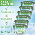 Dehumidifier Boxes 6-Pack Scented Moisture Absorber & Odor Eliminator – No Electricity, Compact PVC, 4 Scents for Closet, Bathroom, Bedroom, RV & Boat (Lavender, Fresh Linen, Jasmine, Bamboo Charcoal)