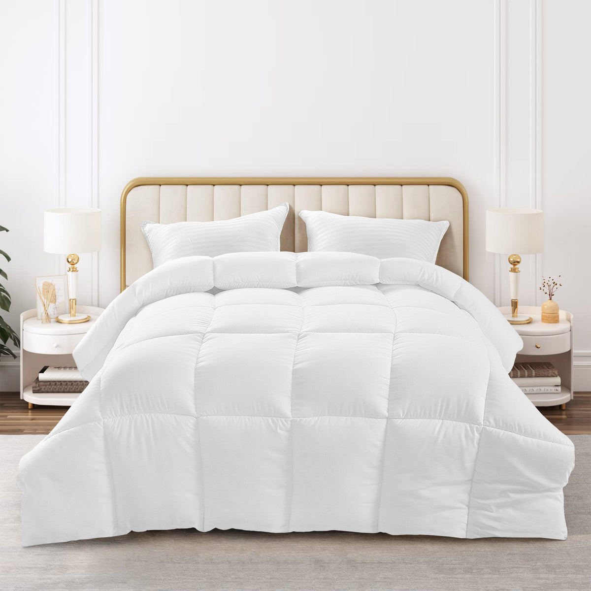 All Season Comforter with Corner Tabs & Box Stitching – Soft Fluffy Lightweight Hotel-Quality Duvet Insert for Twin Queen King, Breathable Year-Round Bedding