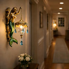 Mermaid Wall Night Light Battery Powered Wireless - Vintage Soft Glow LED Wall Lamp with Elegant Tail Design for Bedroom, Kids Room & Fantasy Decor, Plug-Free Wall Sconce Gift
