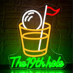 Golf Neon Sign Wall Light – Dimmable LED Multi-Color “The 19th Hole” with Golf Flagstick Design, Plug & Play for Man Cave, Bar & Golf Parties
