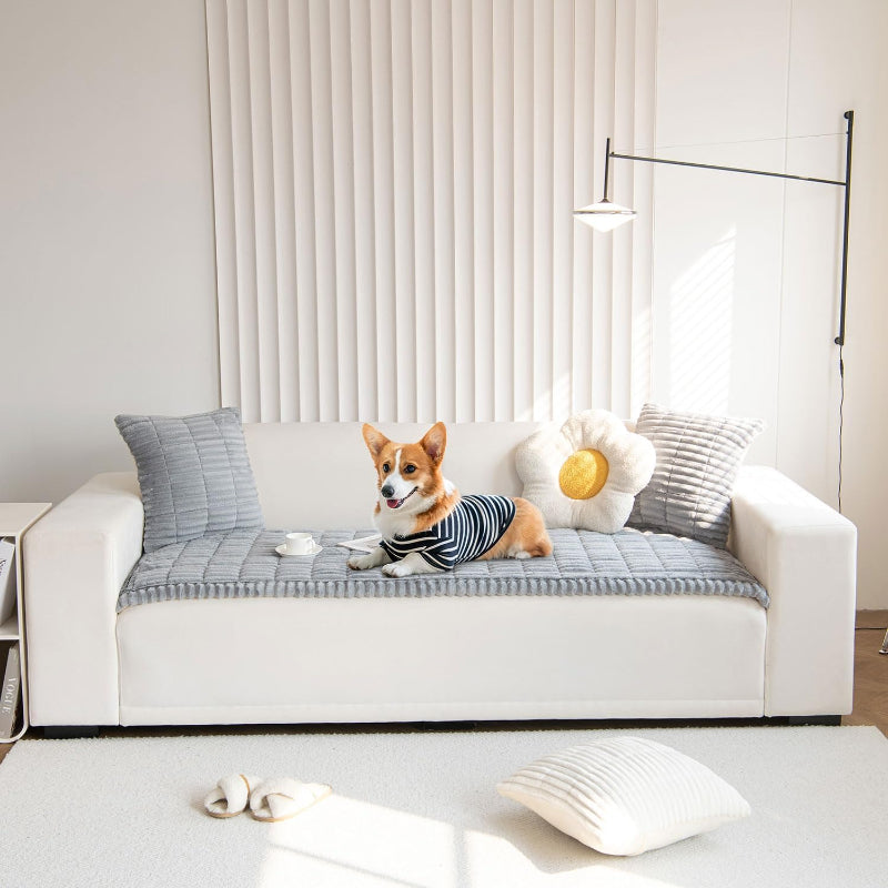 Corduroy Pet Sofa Cover Non-Slip Couch Protector for Dogs & Cats – Thickened Fuzzy Washable Furniture Cover for Sofas, Chairs & Recliners, Scratch-Proof & Pet Hair Resistant Home Decor