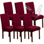 Dining Chair Covers Set of 4 6 Stretch Jacquard Slipcovers - Removable Washable Chair Protectors for Kitchen Parsons Dining Room Chairs