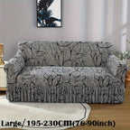 Elastic Sofa Cover with Printed Skirt - Universal Stretch Couch Slipcover Furniture Protector 2 3 4 Seater Living Room Bedroom Office All Seasons