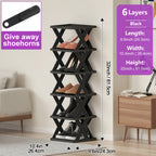 Stackable Shoe Rack Organizer 6 or 9 Tier – Plastic Vertical Shoe Shelf for Entryway, Hallway, Bedroom & Closet, Holds 6–9 Pairs, Easy Assembly, Black or White