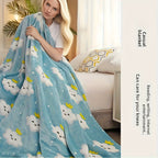 Floral Nap Blanket – Soft Lightweight All-Season Plush Polyester Throw | Blue Cloud & Yellow Flower Design, No Shedding | 3 Sizes