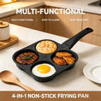 Non-Stick Omelet Pan Breakfast Skillet – Powder-Coated Interior, Heat-Resistant Wooden Handle, Dishwasher Safe | Easy Food Release for Eggs, Omelets & Burgers | Gas Stove Compatible